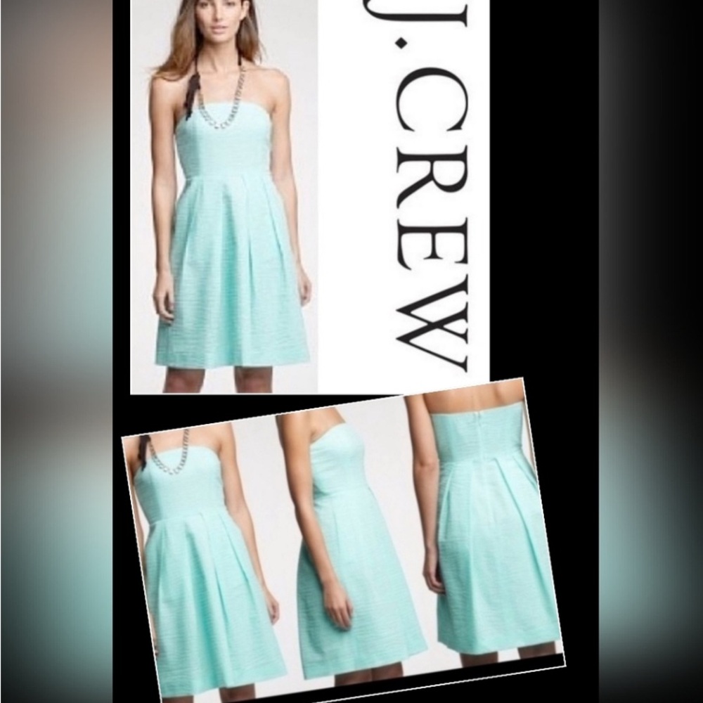 J.CREW Strapless mint green / white dress size 6